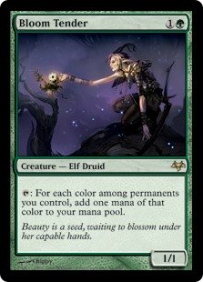 Bloom Tender
 {T}: For each color among permanents you control, add one mana of that color.