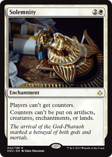 Solemnity
 Players can't get counters.
Counters can't be put on artifacts, creatures, enchantments, or lands.