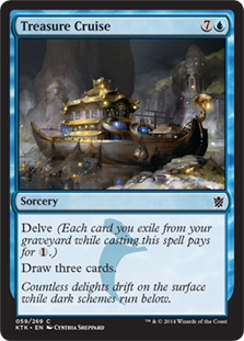 Treasure Cruise
 Delve (Each card you exile from your graveyard while casting this spell pays for {1}.)
Draw three cards.