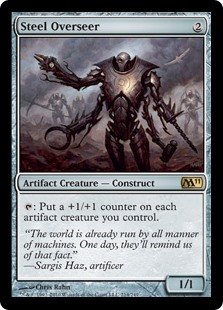 Steel Overseer
 {T}: Put a +1/+1 counter on each artifact creature you control.