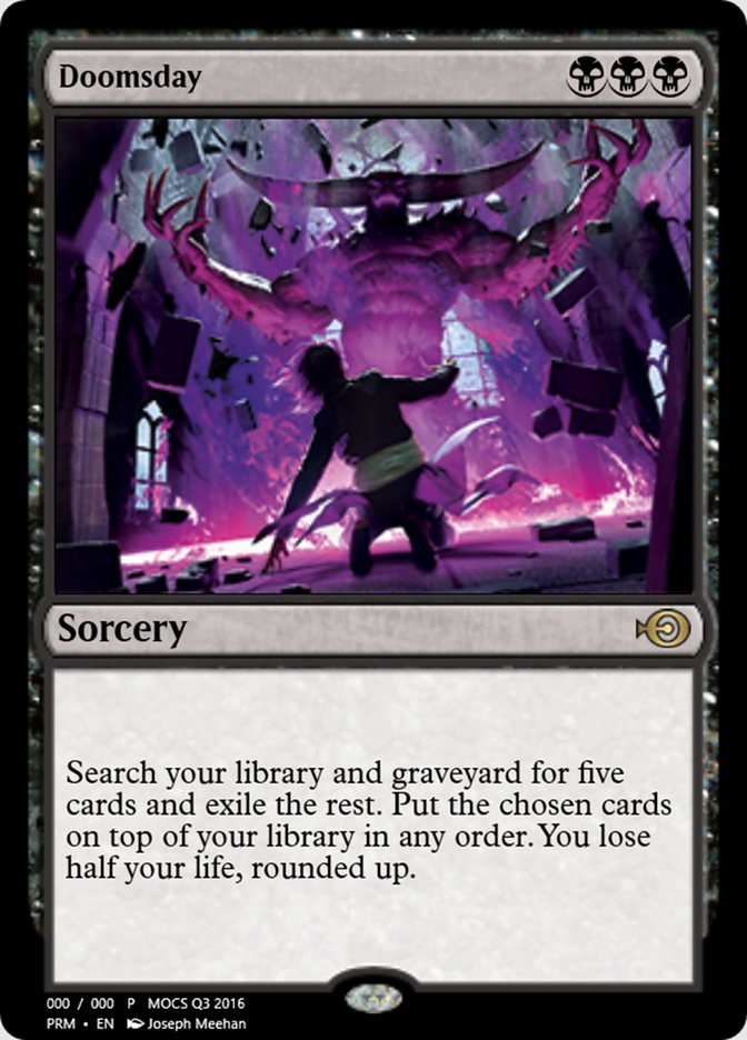 Doomsday
 Search your library and graveyard for five cards and exile the rest. Put the chosen cards on top of your library in any order. You lose half your life, rounded up.