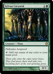 Sylvan Caryatid
 Defender, hexproof
{T}: Add one mana of any color.